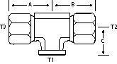 TEE 3/4" F-NPT X 1/2" F-NPSM X 1/2"