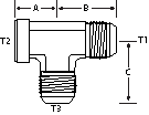 TEE -6 M-JIC X 1/4" F-NPT X -6 M-JIC