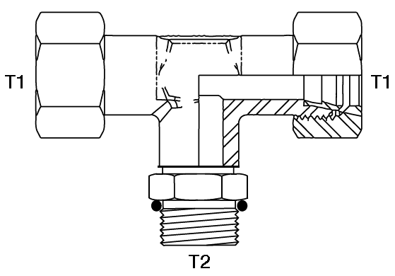 BRANCH TEE 8MM TUBE X 14MM MALE METRIC