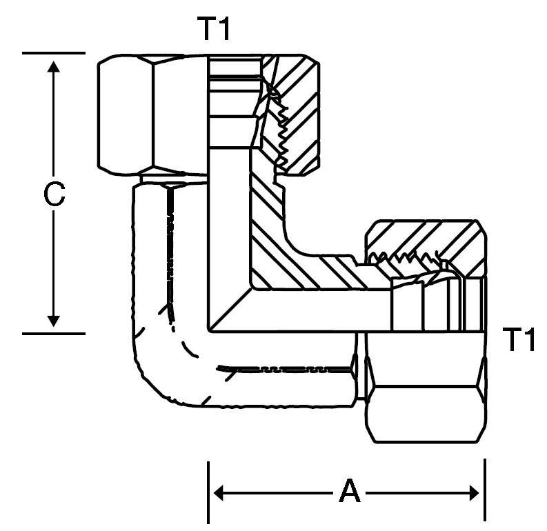 90 DEGREE 8MM TUBE X 8MM TUBE - LIGHT