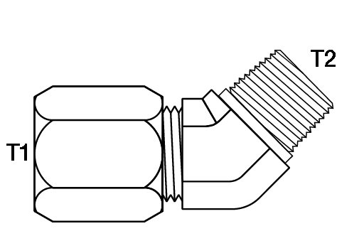 45 DEGREE 1/2" FLARELESS X 1/2" M-NPT