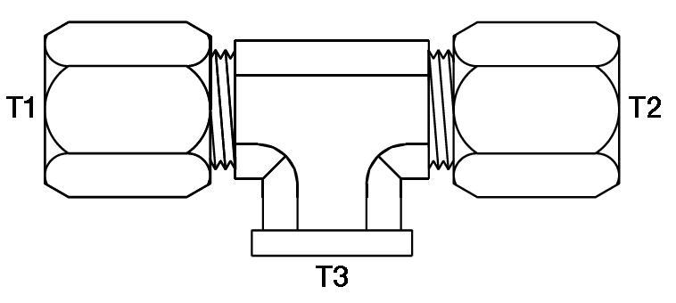 BRANCH TEE 3/8" FLARELESS X 1/4" F-NPT