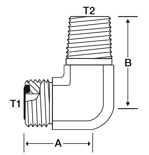 90 DEGREE -4 M-ORFS X 3/8" M-NPT
