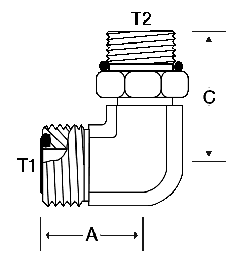 90 DEGREE -10 M-ORFS X M27 X 2.0 ADJ