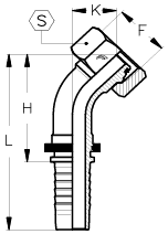 3/16" INSERT X 45 DEGREE FEM DKOL M12 X