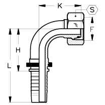 3/16" INSERT X 90 DEGREE FEM DKOS M16 X