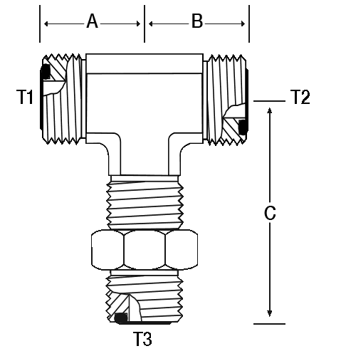 BRANCH TEE -24 M-ORFS X -24BULKHEAD X