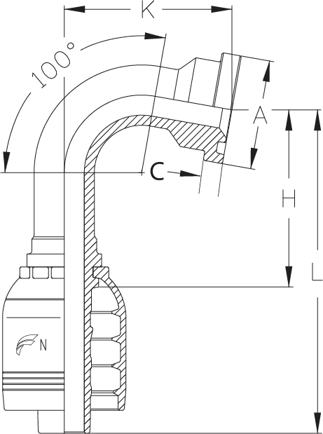 3/4" INS X 100 DEG 3/4" FLG(61) - 60MM