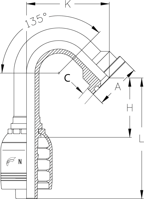 3/4" INS X 135 DEG 1" FLG(61) - 70MM