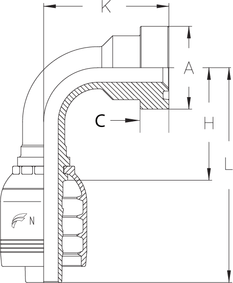 1-1/2" INS X 90 DEG 2" CAT FLG - 94MM