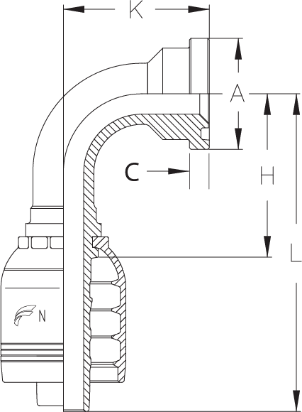 2" INS X 90 DEG 1-1/2" FLG(61) - 152MM