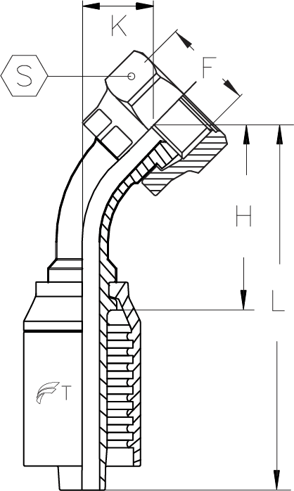 1/4" INSERT X -6 FORFS 45 DEGREE