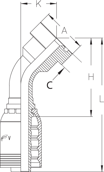 1-1/2" INSERT X 45 DEGREE 2" CAT FLANGE