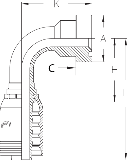 1-1/2" INS X 90 DEG 2" CAT FLG - 94MM