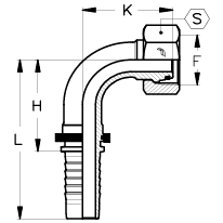 3/16" INSERT X 90 DEGREE FEM DKOL M14 X