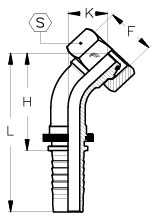 3/16" INSERT X 45 DEGREE FEM DKOS M14 X